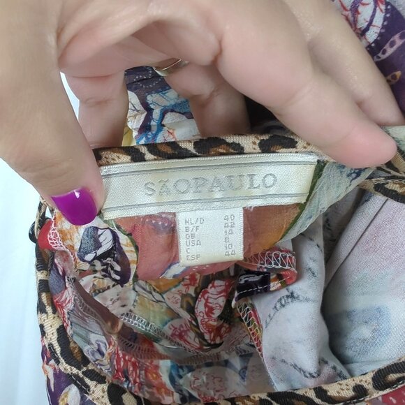 Sao Paolo Paisley Dress 8 Medium Orange Midi - Picture 10 of 11